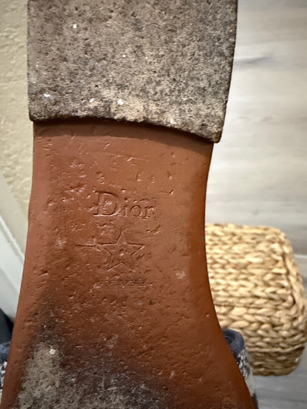 Dior Navy and Beige Logo Slide Sandals - Picture 4 of 5